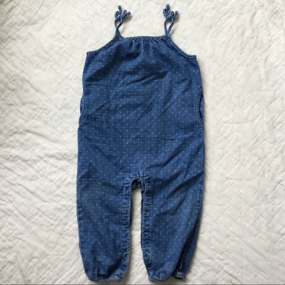 GAP 18-25 months Polka Dot denim blue romper